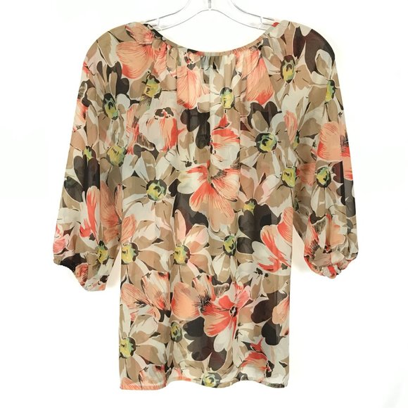 😀 3 for $20 Womens Size XS Ann Taylor LOFT Multicolor Floral Blouse Top - Picture 2 of 3